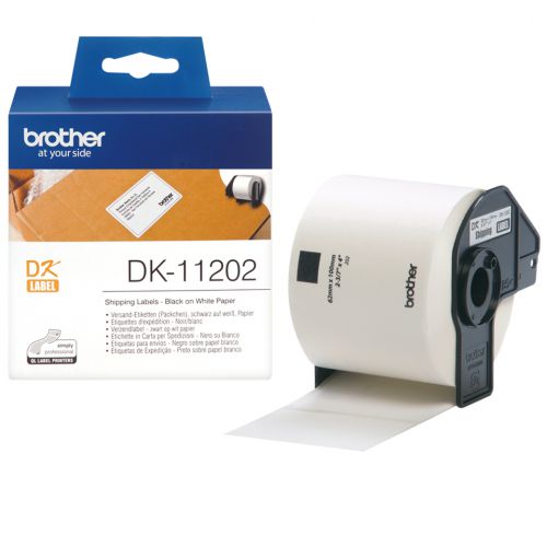 Brother DK Labels DK-11202 (62mm x 100mm) Shipping Labels on a Roll (300 Labels)