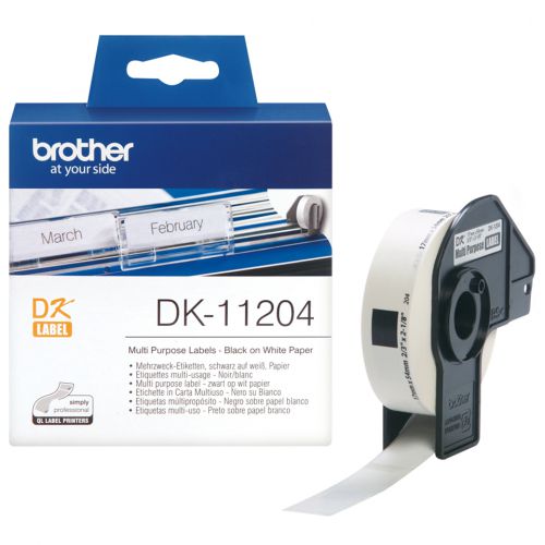Brother DK Labels DK-11204 (17mm x 54mm) Multi-Purpose Labels (400 Labels)