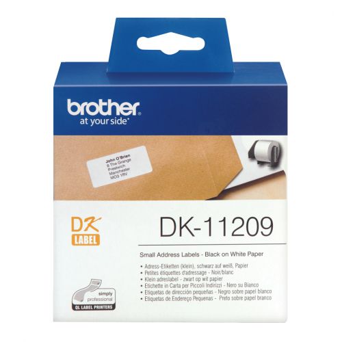Brother DK Labels DK-11209 (29mm x 62mm) Black On White Small Address Labels (800 Labels)