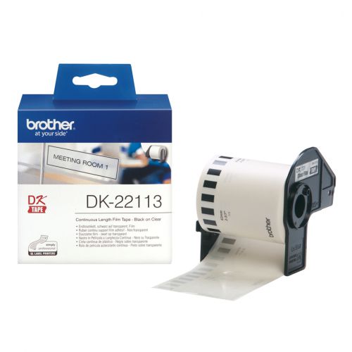 Brother DK Labels DK-22113 (62mm x 15.24m) Continuous Clear Film Tape