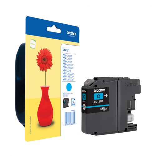 Brother LC121C (Yield: 300 Pages) Ink Cartridge (Cyan)