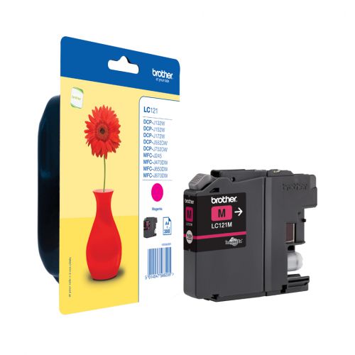 Brother LC121M (Yield: 300 Pages) Ink Cartridge (Magenta)