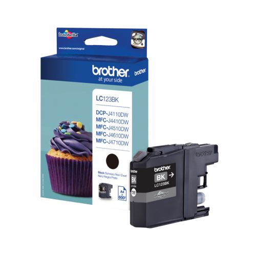 Brother LC123BK (Yield: 600 Pages) Black Ink Cartridge