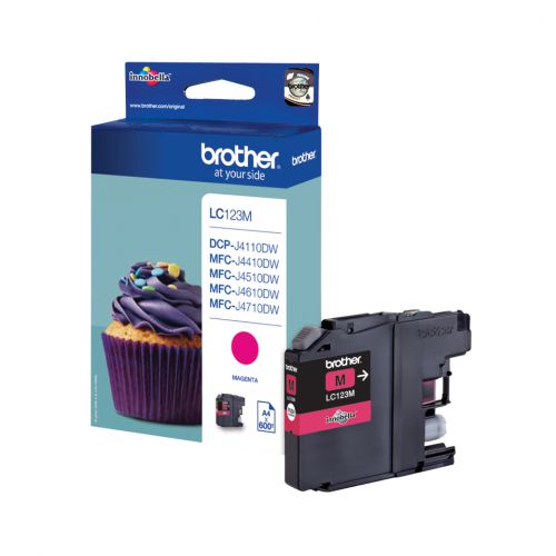 Brother LC123M (Yield: 600 Pages) Magenta Ink Cartridge