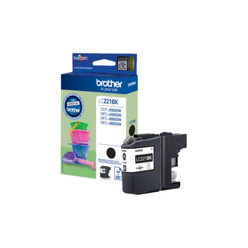 Brother LC221BK (Yield: 260 Pages) Black Ink Cartridge