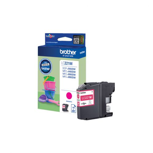 Brother LC221M (Yield: 260 Pages) Magenta Ink Cartridge