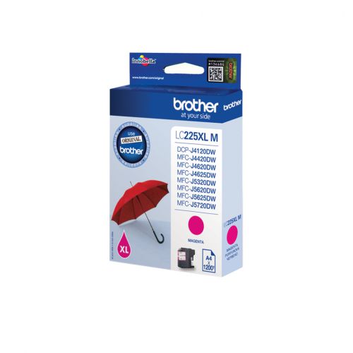 Brother LC225XLM (Yield: 1,200 Pages) Magenta Ink Cartridge