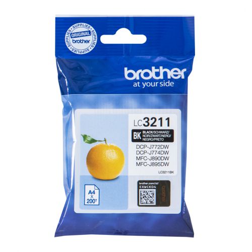 Brother LC3211BK (Yield: 200 Pages) Black Ink Cartridge