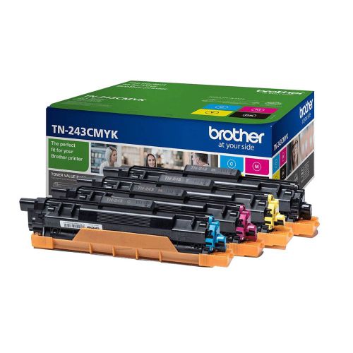 Brother TN243CMYK (Yield: 2000 Pages) Black/Cyan/Magenta/Yellow Toner Cartridge Pack of 4