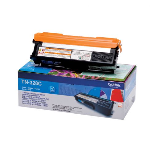 Brother TN-328C (Yield: 6,000 Pages) Cyan Toner Cartridge