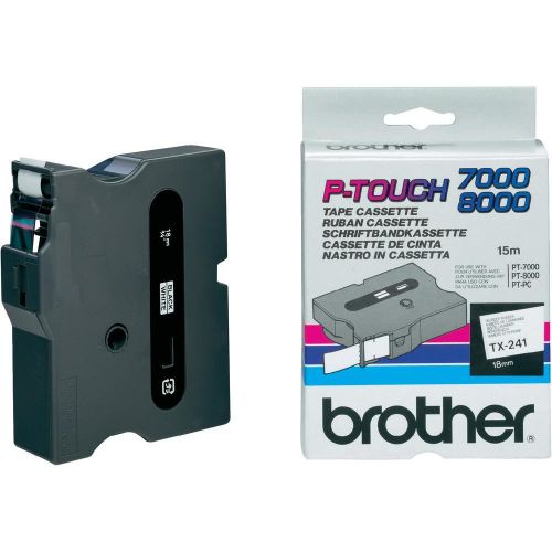 Brother P-touch TX-241 (18mm x 15m) Black On White Labelling Tape