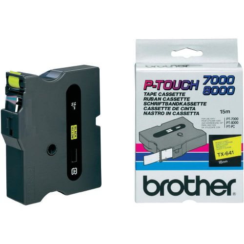 Brother P-touch TX-641 (18mm x 15m) Black On Yellow Labelling Tape