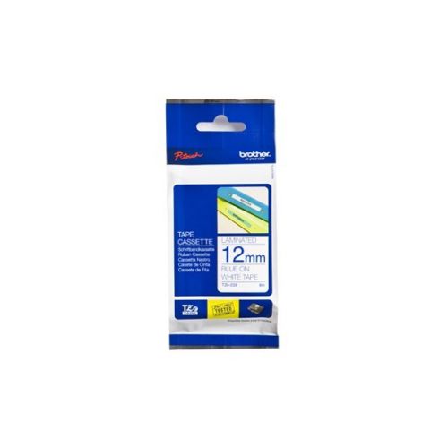 Brother P-touch TZe-233 (12mm x 8m) Laminated Labelling Tape (Blue On White)