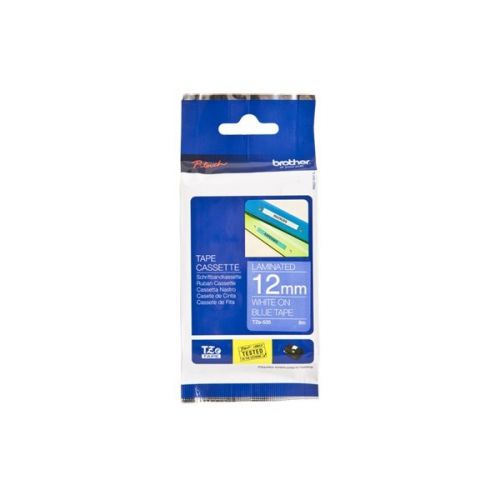 Brother P-touch TZe-535 (12mm x 8m) White On Blue Laminated Labelling Tape