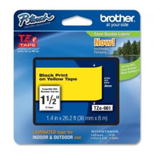 Brother P-touch TZe-661 (36mm x 8m) Black On Yellow Laminated Labelling Tape
