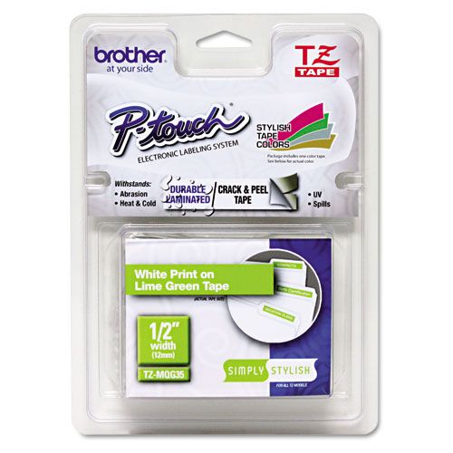 Brother P-touch TZe-MQL35 (12mm x 8m) White On Light Grey Matt Laminated Labelling Tape
