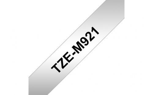 Brother P-touch TZe-M921 (9mm x 4m) Black On Silver Metallic Laminated Labelling Tape