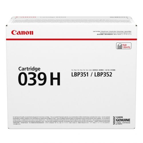 Canon 039H (Yield 25,000 Pages) High Yield Black Toner Cartridge for i-SENSYS LBP351/LBP352 Printers