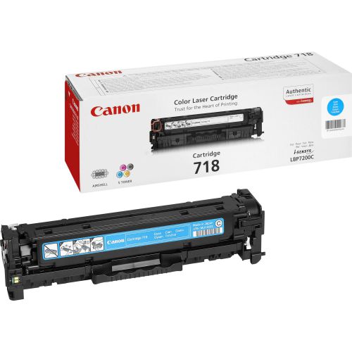 Canon 718 (Cyan) Toner Cartridge (Yield 2,900 Pages)