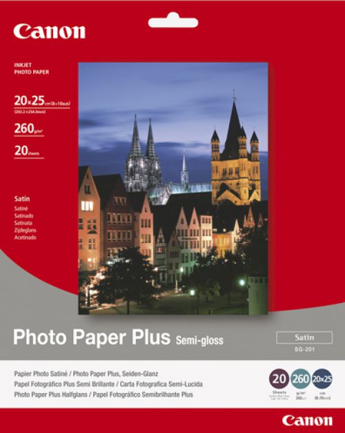 Canon SG-201 (20 x 25cm) 260gsm Semi-Gloss Photo Paper Plus (Pack of 20 Sheets)