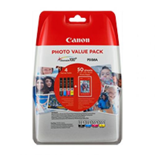 Canon Value Pack PP-201 4X6 (Photo Paper) CLI-551 C/M/Y/BK (Pack of 4 Ink Cartridge)