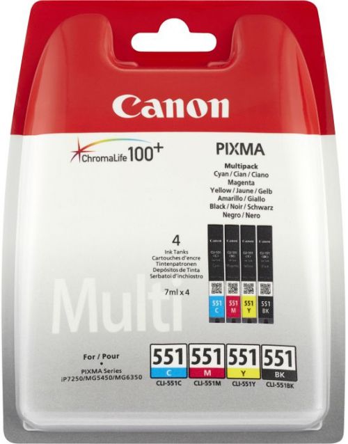 Canon Value Pack 4X6 (Photo Paper) CLI-551 C/M/Y/BK (Pack of 4 Ink Cartridge)