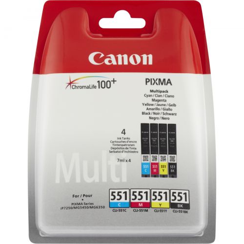 Canon Value Pack 4X6 (Photo Paper) CLI-551 C/M/Y/BK (Pack of 4 Ink Cartridge)