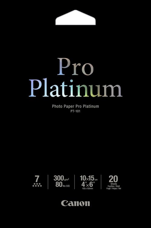 Canon PT-101 (10x15cm) 300gsm Pro Platinum Photo Paper (Pack of 20 Sheets)
