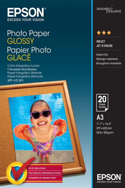 Epson (A3) Glossy Photo Paper 200g/m2 (20 Sheets) for Expression Photo XP-950 Printer