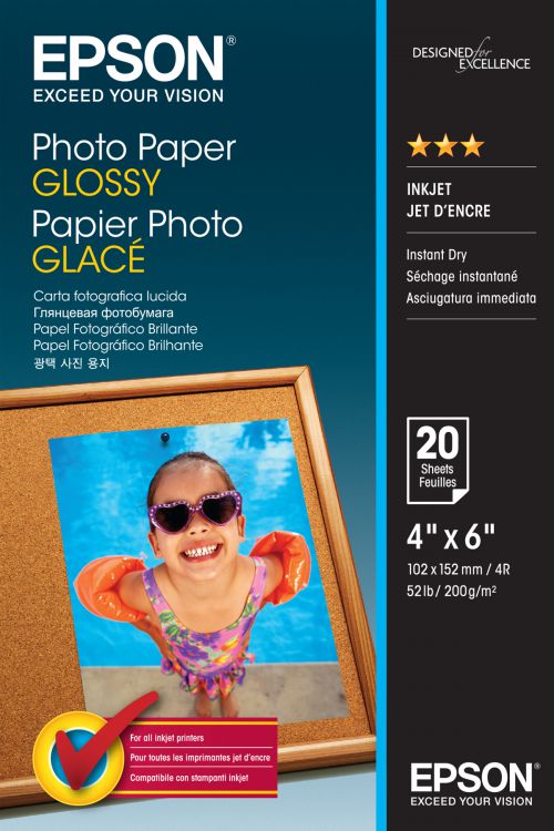 Epson (10 x 15cm) Glossy Photo Paper 200g/m2 (20 Sheets) for Expression Photo XP-950 Printer