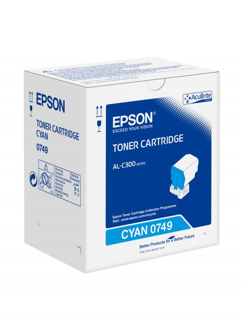 Epson 0749 (Yield 8,800 Pages) Cyan Standard Capacity Toner Cartridge for WorkForce AL-C300DN/AL-C300N/AL-C300DTN/AL-C300TN Printers