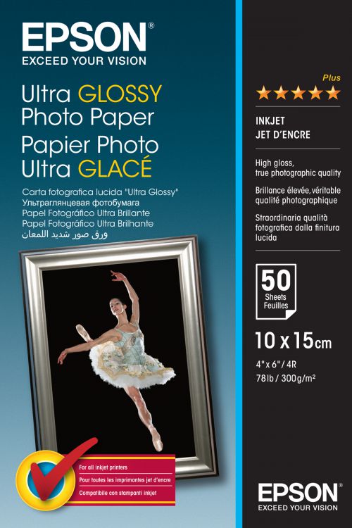Epson (10 x 15cm) Ultra Glossy Photo Paper (50 Sheets) 300gsm (White)