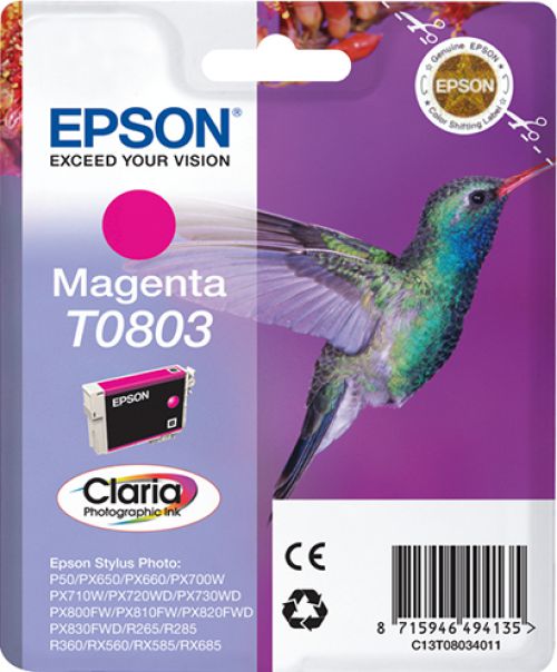 Epson Hummingbird T0803 (Yield: 440 Pages) Magenta Ink Cartridge