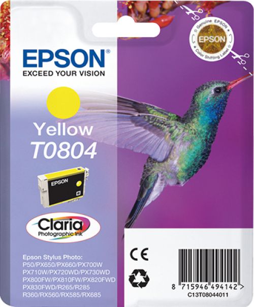 Epson Hummingbird T0804 (Yield: 460 Pages) Yellow Ink Cartridge