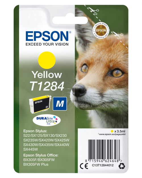 Epson Fox T1284 (3.5ml) Durabrite Ultra Ink Cartridge (Yellow)