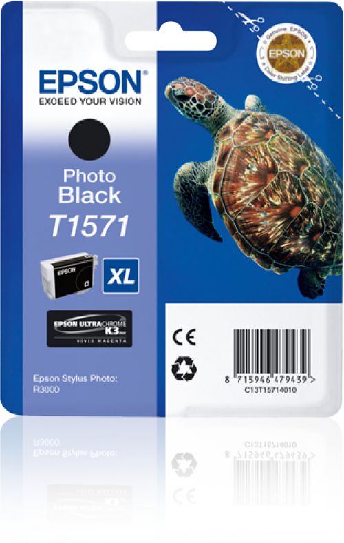 Epson Turtle T1571 (Volume: 25.9ml) Photo Black Ink Cartridge