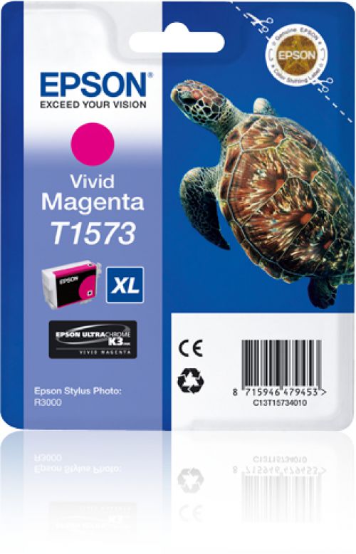 Epson Turtle T1573 (Volume: 25.9ml) Vivid Magenta Ink Cartridge