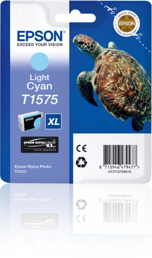 Epson Turtle T1575 (Volume: 25.9ml) Light Cyan Ink Cartridge