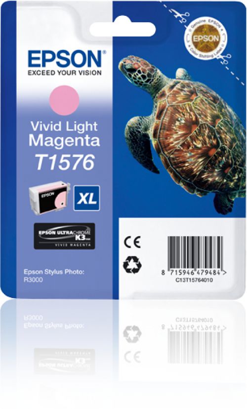 Epson Turtle T1576 (Volume: 25.9ml) Vivid Light Magenta Ink Cartridge