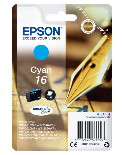 Epson Pen and Crossword 16 (Yield 165 Pages) Durabrite Ultra Ink Cartridge (Cyan)