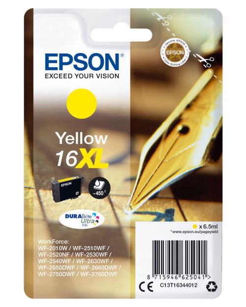 Epson Pen and Crossword 16XL (Yield 450 Pages) Durabrite Ultra Ink Cartridge (Yellow)