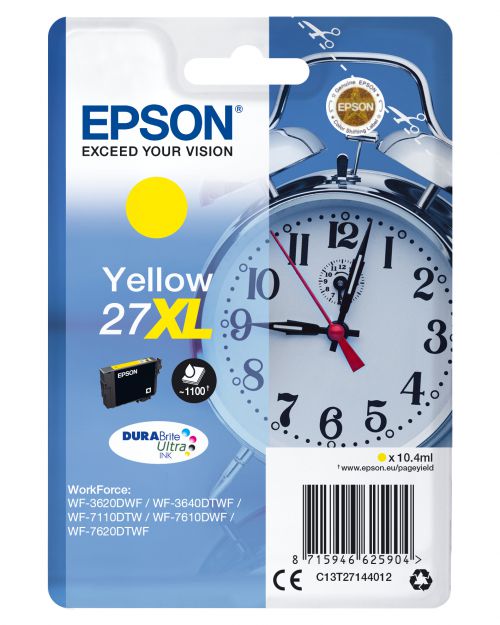 Epson Alarm Clock 27XL (Yield 1100 Pages) Durabrite Ultra Ink Cartridge (Yellow)