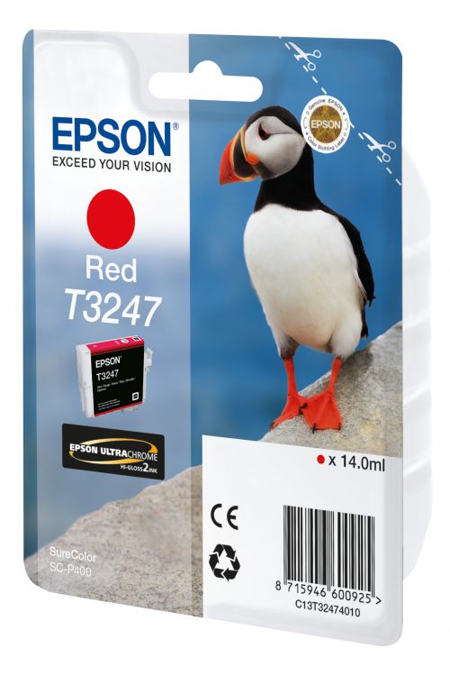 Epson Puffin T3247 (14ml) Ultrachrome Hi-Gloss2 Red Ink Cartridge for SureColor SC-P400 Printer