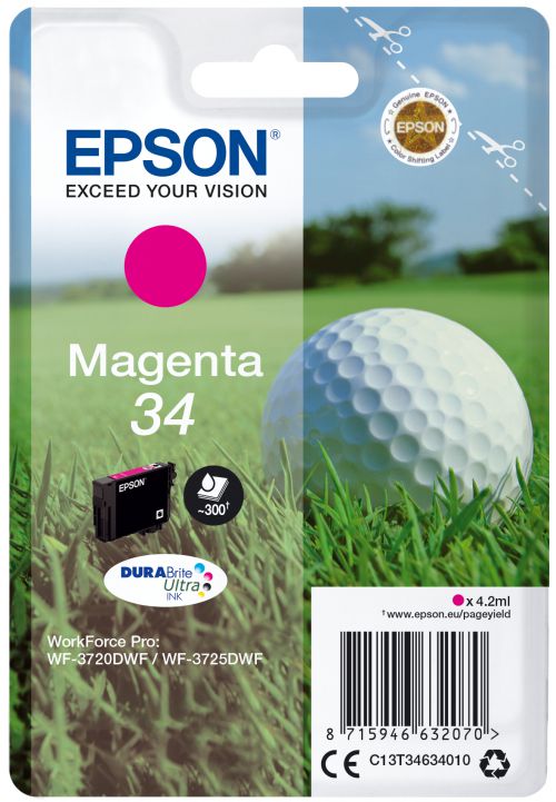 Epson Golf Ball 34 T3463 (Yield 300 pages) Durabrite Ultra Magenta 4.2ml Ink Cartridge