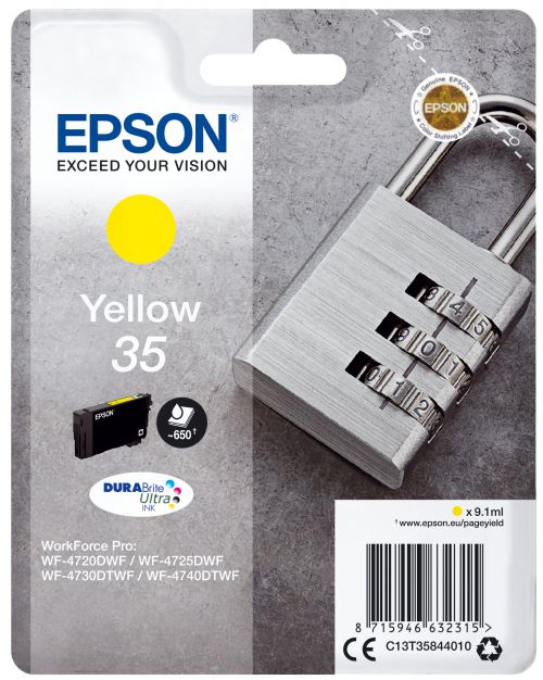 Epson Padlock 35 T3584 (Yield 650 pages) Durabrite Ultra Yellow 9.1ml Ink Cartridge