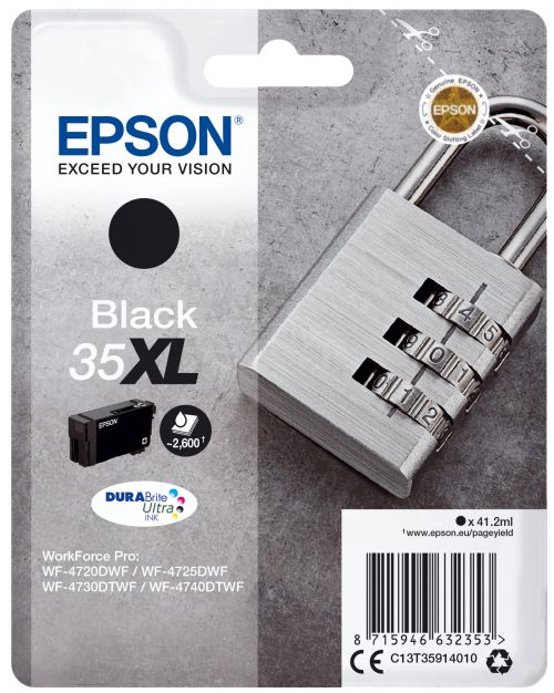 Epson Padlock 35XL T3591 (Yield 2600 pages) Durabrite Ultra Black 41.2ml Ink Cartridge
