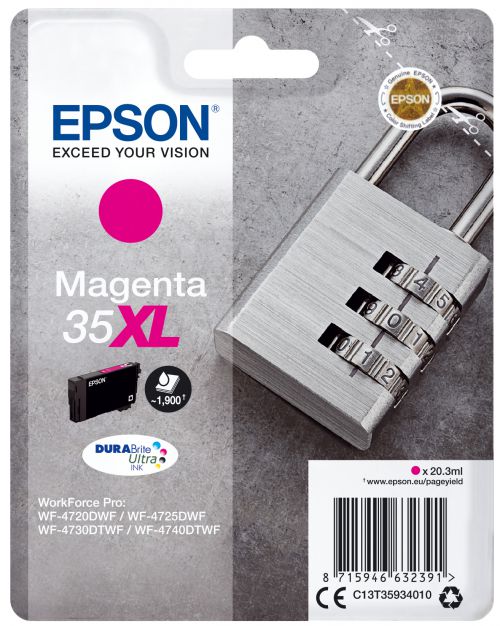 Epson Padlock 35XL T3593 (Yield 1900 pages) Durabrite Ultra Magenta 20.3ml Ink Cartridge