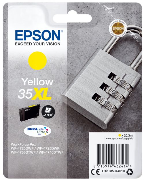 Epson Padlock 35XL T3594 (Yield 1900 pages) Durabrite Ultra Yellow 20.3ml Ink Cartridge