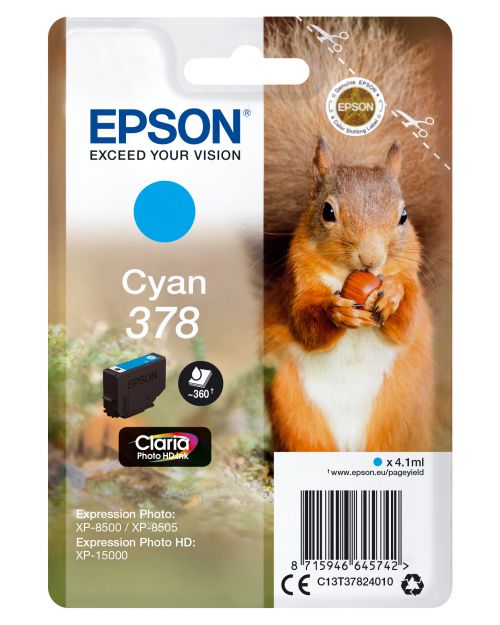 Epson Squirrel 378 (4.1ml) Claria Photo HD Cyan Ink Cartridge