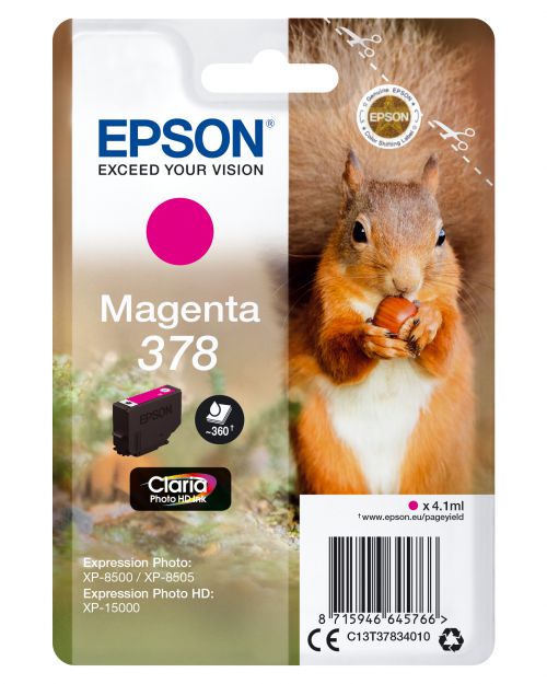 Epson Squirrel 378 (4.1ml) Claria Photo HD Magenta Ink Cartridge